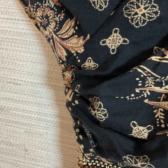 Free People Golden Hour Smocked Bodice Cotton Maxi Dress Black Combo Brown Med - Picture 5 of 15